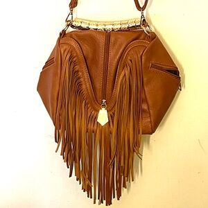 🆕Exquisitely BOHO brown faux leather fringed purse. NWT.